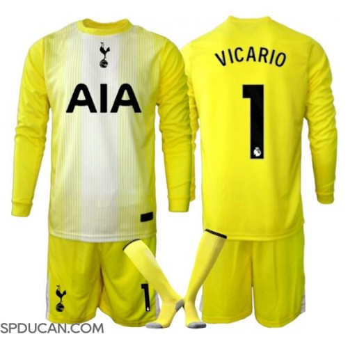 Dječji Nogometni Dres Tottenham Hotspur Guglielmo Vicario #1 Golmanski Rezervni 2025-26 Dugi Rukav (+ Kratke hlače)